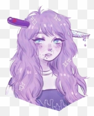 Anime Girl 512x512 - Pastel Purple Anime Girl Png Emoji,Drawing Emotions Anime