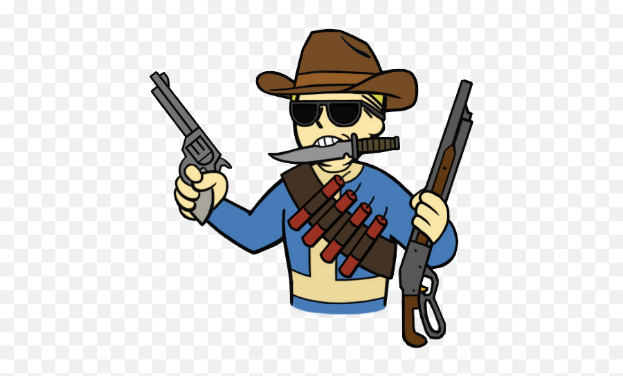 Game Games Character Personnage Sticker - Fallout New Vegas Vault Boy Png Emoji,Cowboy Gun Emoji