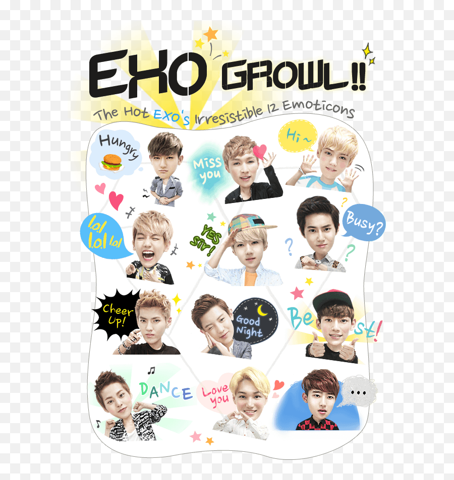 Kakaotalk Sticker 1105081 - 1105100 Exo Emoji,Kakaotalk Emoticons Exo