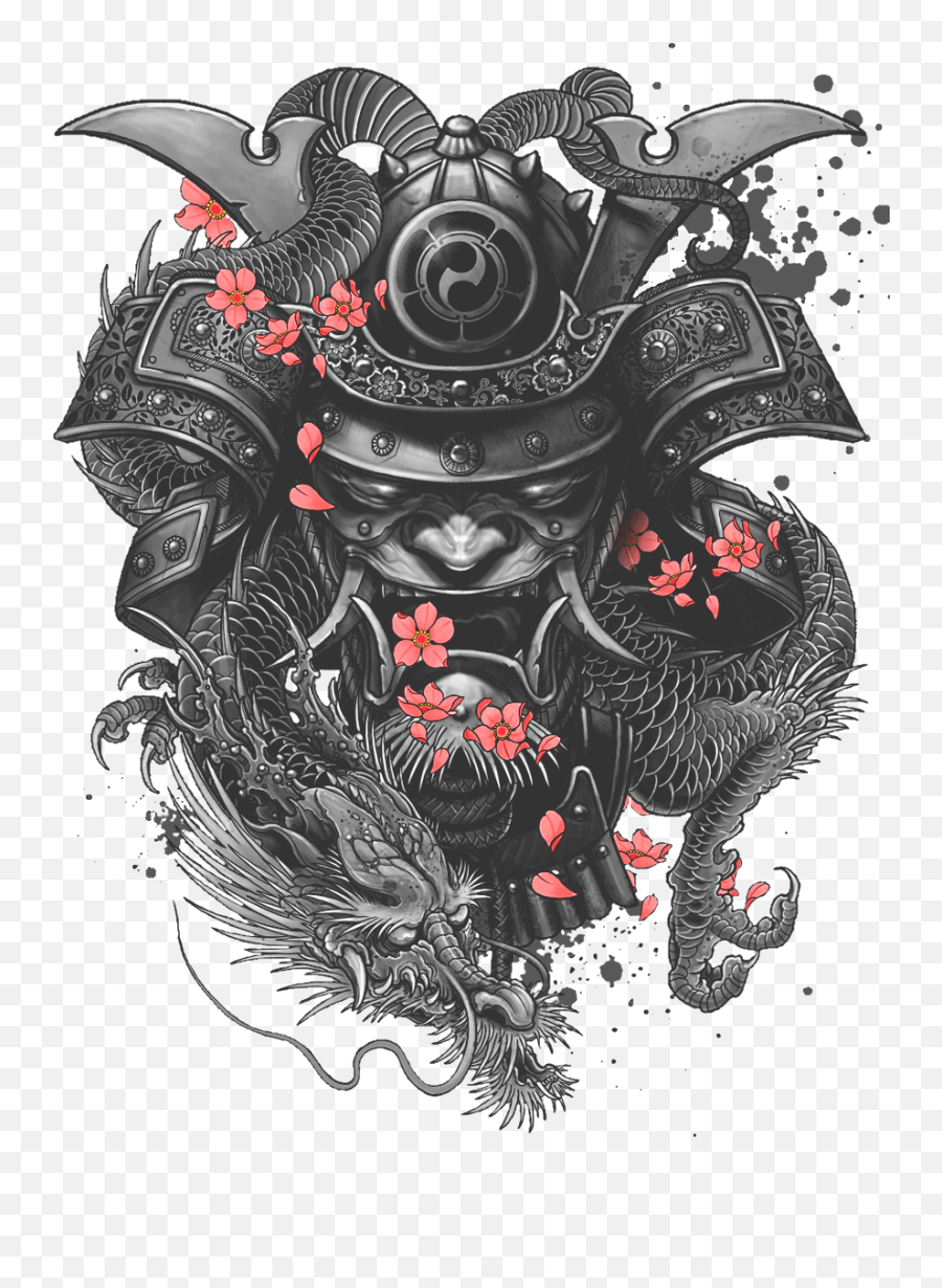 Download Irezumi Tattoo Sleeve Samurai Download Hq Png - Japanese Demon Samurai Tattoo Emoji,Smiley Face With Dimples Emoticon