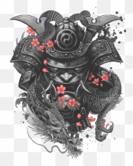 Download Irezumi Tattoo Sleeve Samurai Download Hq Png - Japanese Demon Samurai Tattoo Emoji,Smiley Face With Dimples Emoticon