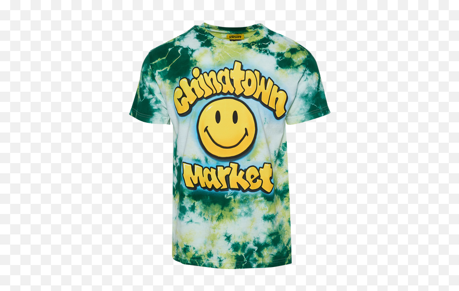 Chinatown Market Spray Paint T - Shirt In Dk Greenyellow Tie Short Sleeve Emoji,Fb Emoticon Spray Can