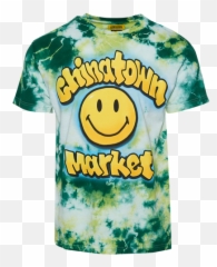 Chinatown Market Spray Paint T - Shirt In Dk Greenyellow Tie Short Sleeve Emoji,Fb Emoticon Spray Can