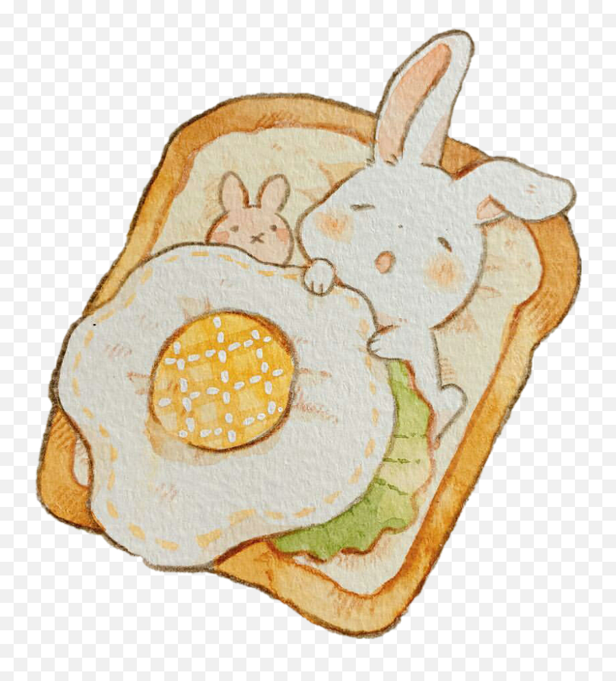 Bunny Toast Bread Cute Sticker Sticker - Cute Bread Drawing Emoji,Rabbit And Fried Egg Guess The Emoji