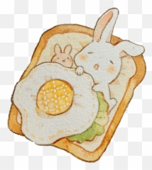Bunny Toast Bread Cute Sticker Sticker - Cute Bread Drawing Emoji,Rabbit And Fried Egg Guess The Emoji