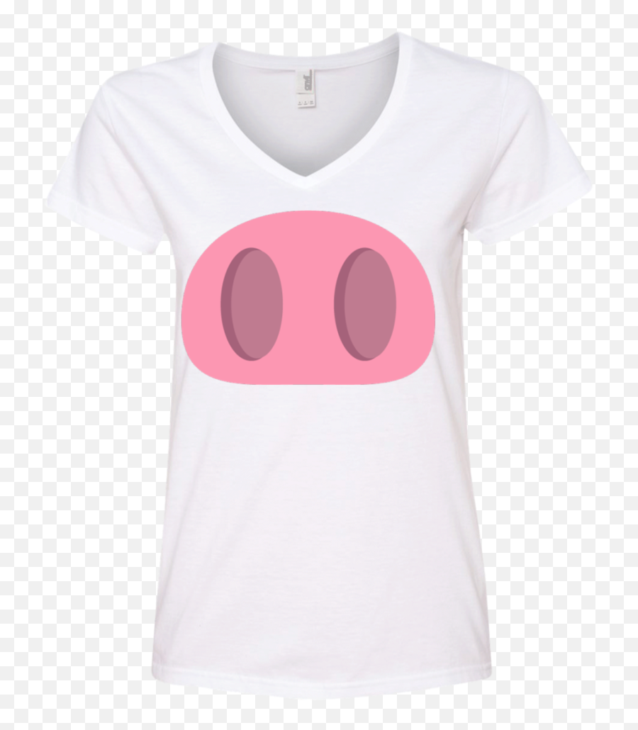Pig Nose Emoji Ladiesu0027 V Neck T Shirt - Active Shirt Full,Emoji Noses
