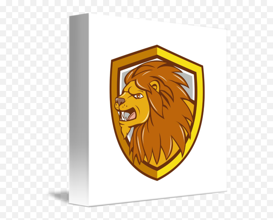 Angry Lion Head Roar Shield Cartoon By Aloysius Patrimonio Emoji,Angry Emoticon 16x16 Png Transparent