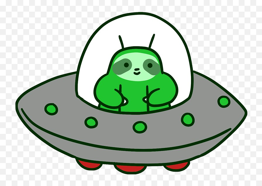 Sloth Ufo Alien Green Sticker By David Belmonte - Transparent Background Spaceship Alien Cartoon Emoji,Alien Ship Emoji