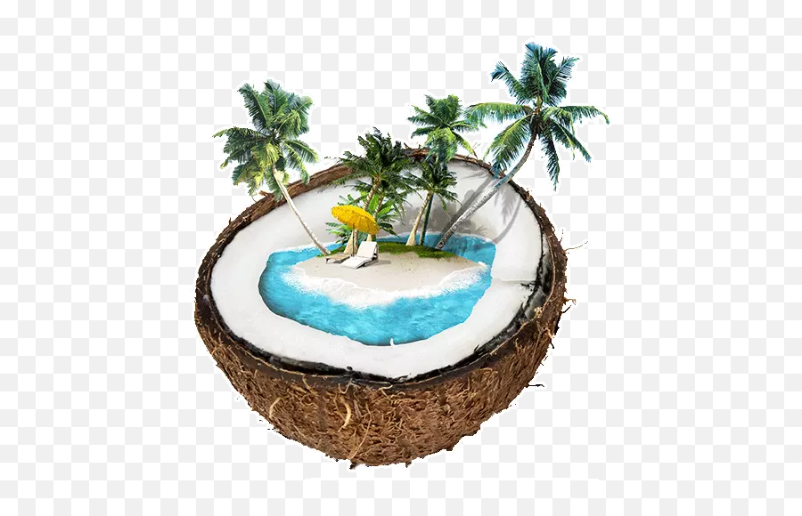Palm Tree - Stickers For Whatsapp Beach In A Coconut Emoji,Palm Tree Emoji Iphone