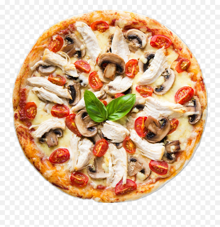 Download Chicken Pizza - Pizza Png Png Image With No Pizza With Chicken Mushroom Emoji,Pizza Emoji Transparent