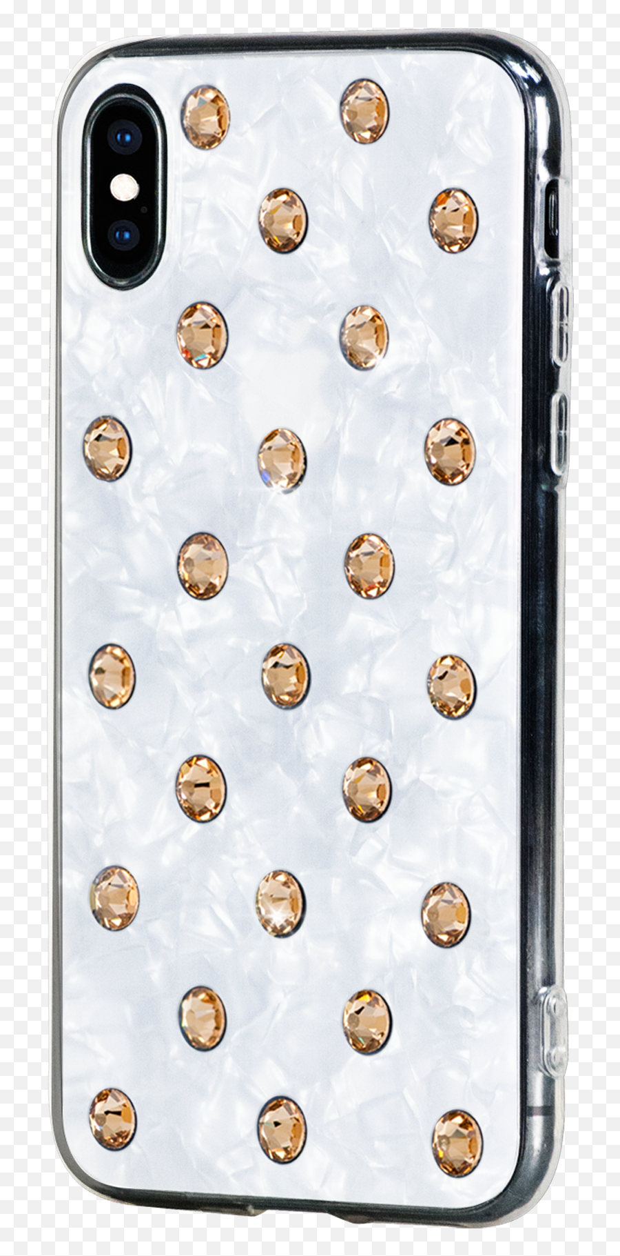 Polka Dots Pearl White Cover With Swarovski Crystals For Iphone X U0026 Xs - Smartphone Emoji,Emoticon Thanks Iphone