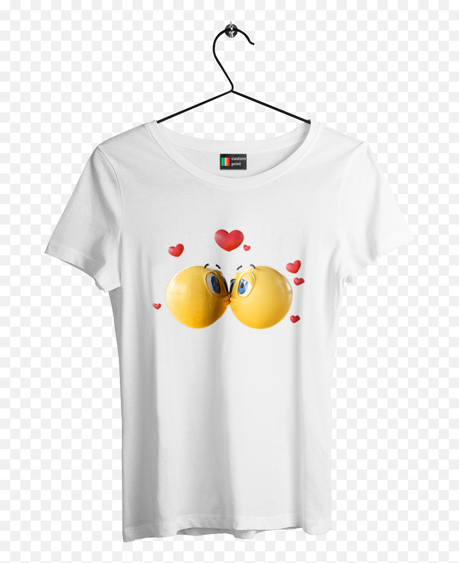 Womenu0027s T - Shirt With Print Smiley Love Customprintmarket Emoji,Men That Love Emoticons