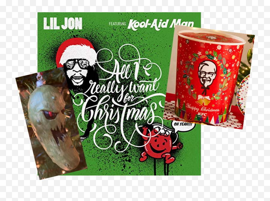 Festive Food The Christmas Pickle Kfc Chicken U0026 More - Alt Lil Jon Kool Aid Man Emoji,Kool Aid Man Emoticon