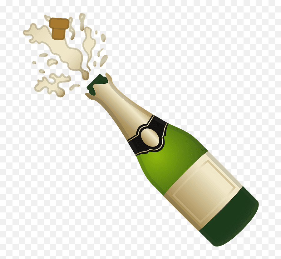 Bottle With Popping Cork Emoji - Transparent Background Champagne Bottle Clipart,Celebrating Emoji