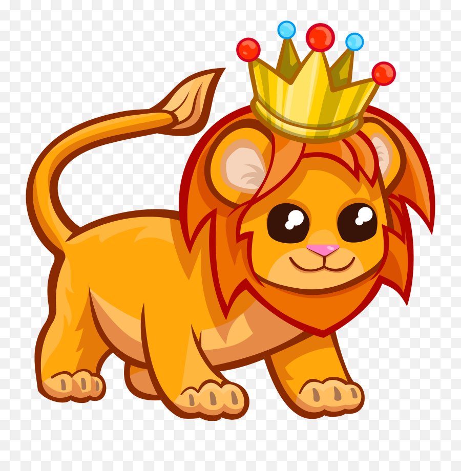 Lion With A Crown Clipart Free Download Transparent Png - Cute Baby Cartoon Lion Emoji,Lion King Emoji