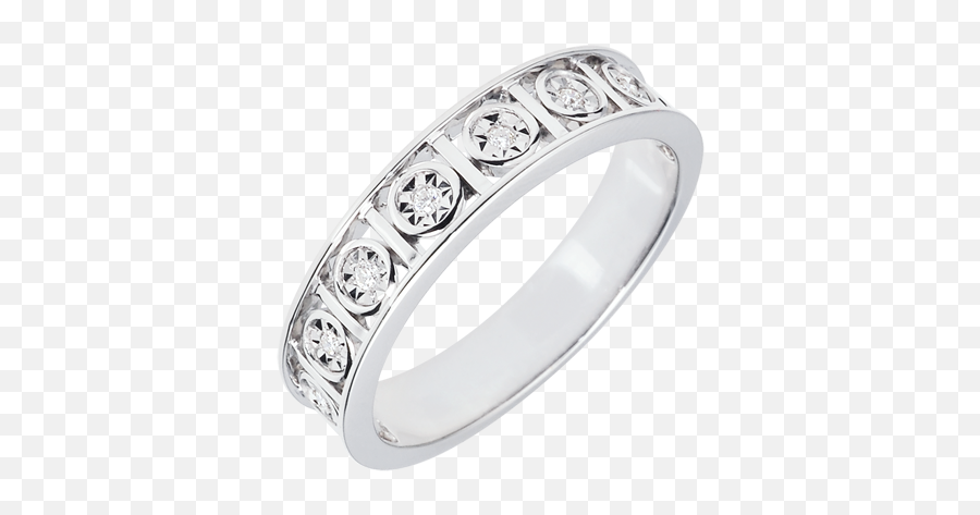Destiny Wedding Band - Secret Love With 9 Diamonds Wedding Rings White Gold 9 Carats Diamond White C2775 Wedding Ring Emoji,Love Band Emotion