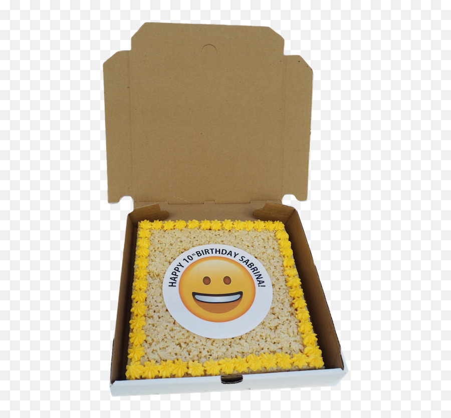 Rice Krispy Emoji Birthday Cake - Smiley Full Size Png Cardboard Box,Birthday Emoji