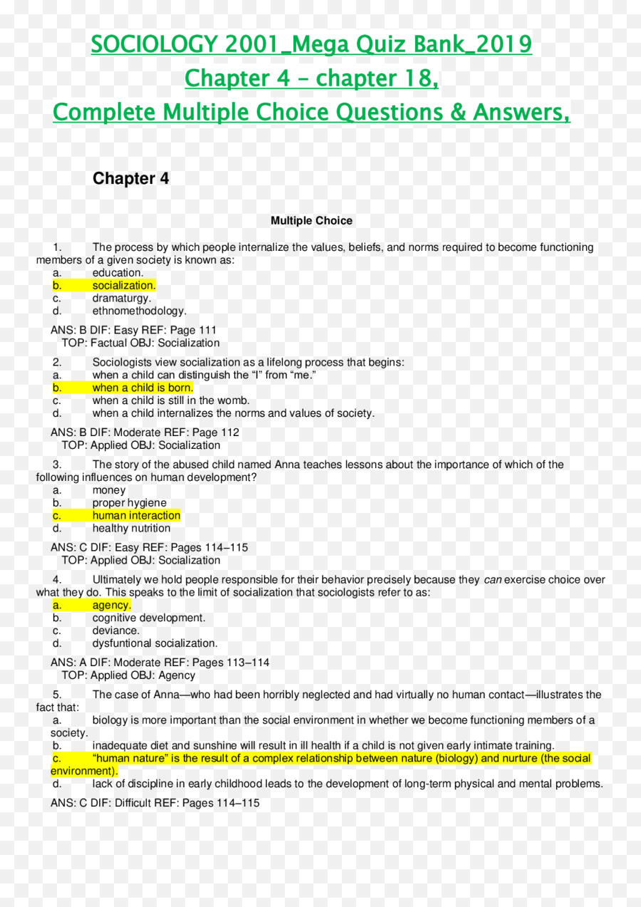 Sociology 2001mega Quiz Bank2019248 Pageschapter 4 To 18 - Dot Emoji,Mariah Carey Emotions Sample