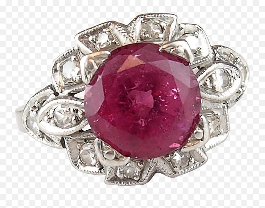 1930u0027s Platinum 250 Ctw Pink Tourmaline And Diamond Ring Emoji,Emotions Swarovski Zirconia Necklace