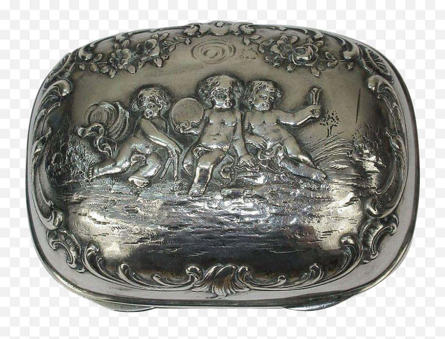 Continental Silver Soap Box Embossed With Frolicking Putti - Solid Emoji,In A Glass Cage Of Emotion