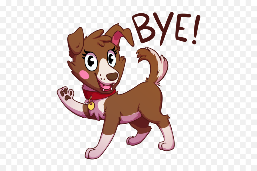 1545048 - Artistsenaelik Blushing Blush Sticker Bye Dog Waving Goodbye Cartoon Emoji,Download Emotion Stickers For Facebook