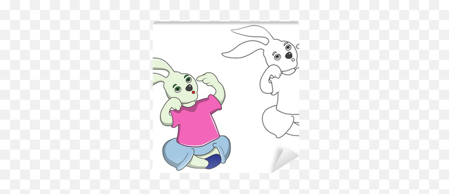 Cartoon Rabbit And Stripes Are Thinking - Dibujo De Conejo Pensando Emoji,Cartoon Bunny Waving Hi Emoticon