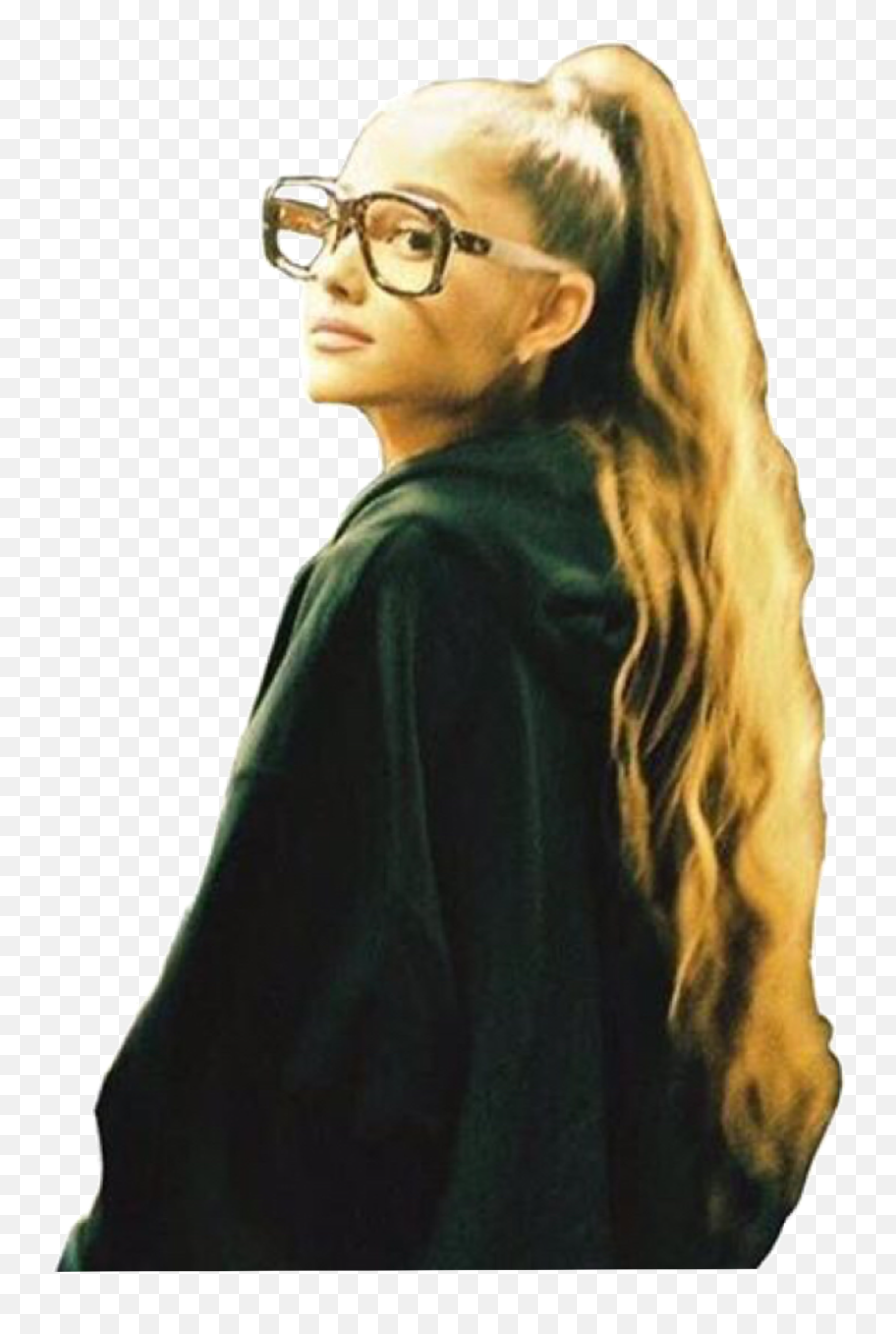 Ariana Grande Brown Ponytail Cute Nerd Glasses - Ariana Grande With Nerd Glasses Emoji,Ariana Grande Emoji