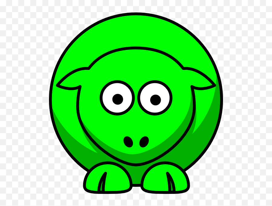 Sheep Looking Straight Neon Green Clip - Cartoon Sheep Standing Clker Emoji,Sheep Emoticon
