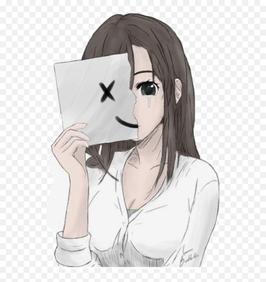 Hidden Emotions Depressed Sticker By Cngassaneta - Imagens Anime Triste Menina Emoji,Hidden Emotions
