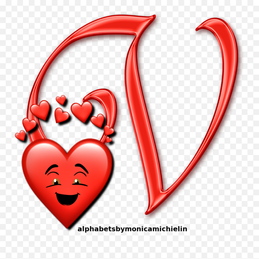 Monica Michielin Alphabets Red Hearts Love Smile Emoji - Heart Emoji Smile Love,)v Emoticon