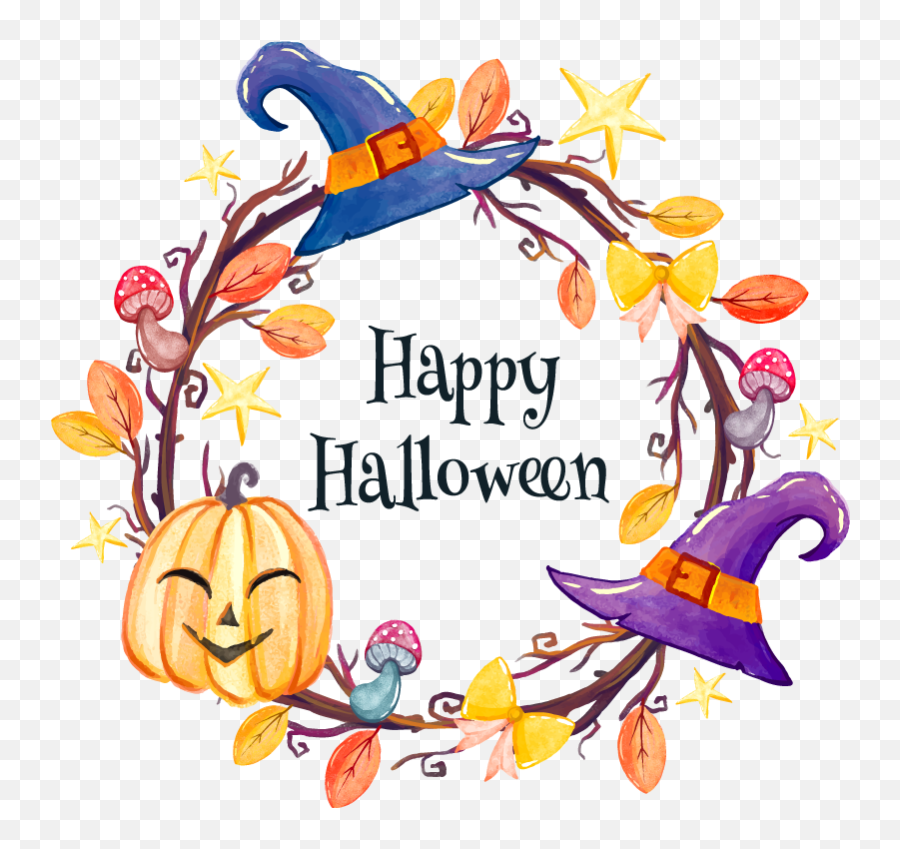 Happy Halloween Frame Sticker - Witch Hat Emoji,Happy Thanksgiving Emoji Art