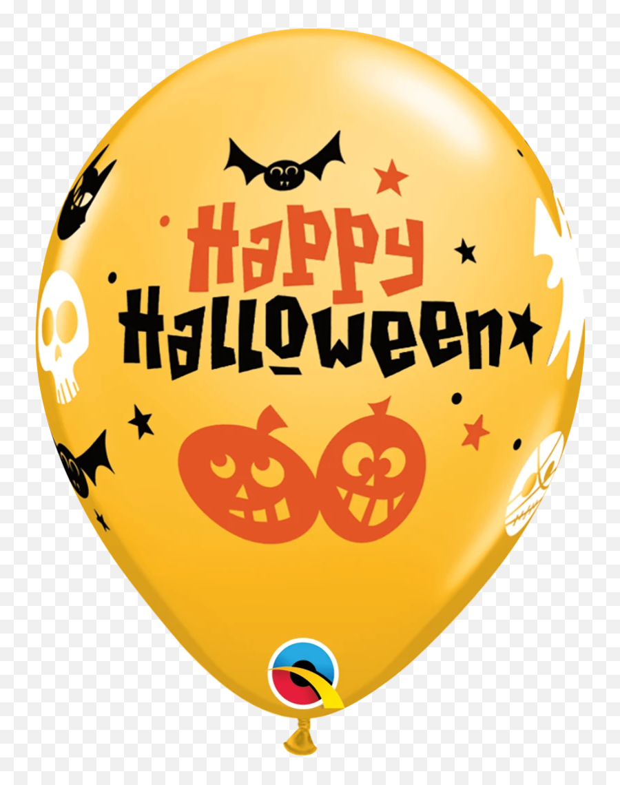 11 Inch Round Goldenrod Halloween Fun Icons Qualatex Printed Latex Balloons Uninflated Emoji,Hot Air Balloon Emoticon Add To My Pjone