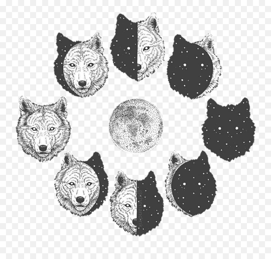 Wolf Wolves Moon Night Aesthetic Sticker By Beah - Wolf Moon Drawing Emoji,Wolf Emoji Art