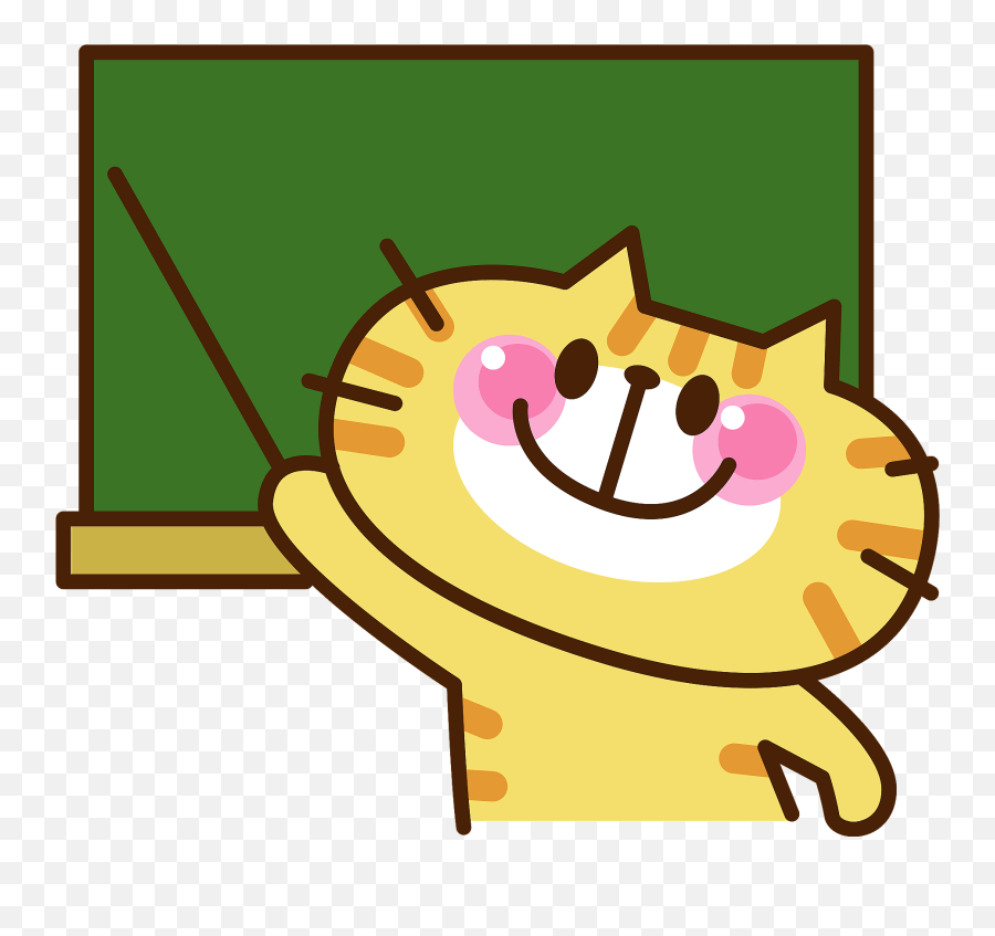 Yellow Cat As Teacher Clipart - Cat Teacher Clipart Emoji,Teacher Emoticon