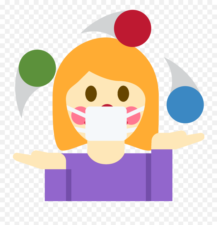 Woman Juggling Clown Face Mask - Happy Emoji,Cute Clown Emoji