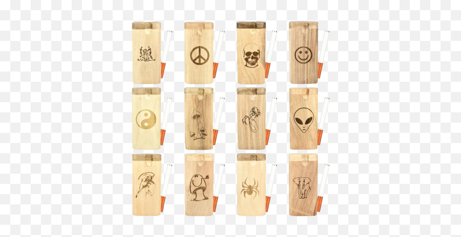 Engraved Wood Dugouts - 12 Pack Chillums Wooden Block Emoji,Yin Yang Emoji Instagram