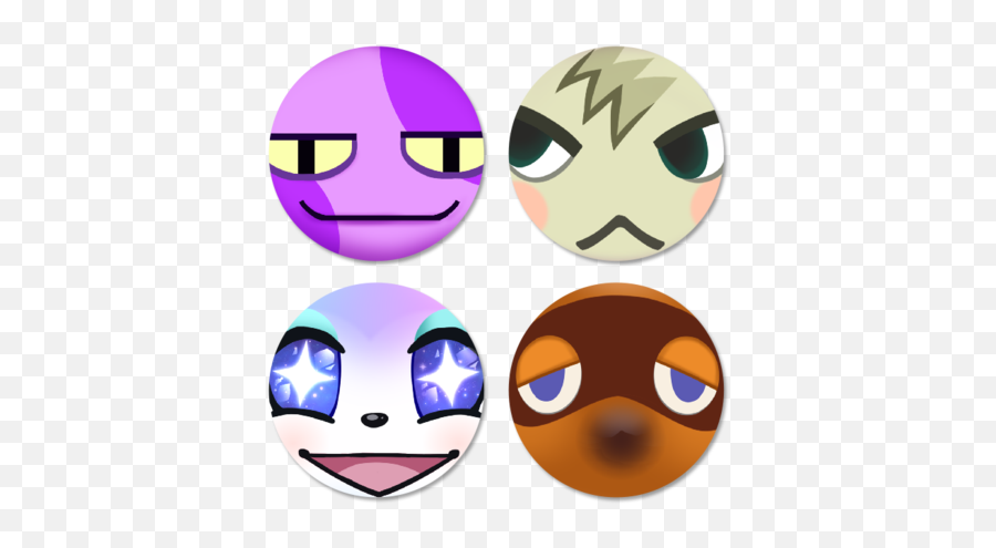 Niftjie Animal Crossing Button Pack - Happy Emoji,Bogan Emoticon