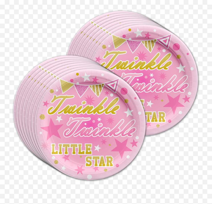 Pink Girl Twinkle Little Star Birthday Party Tableware Kit - Girly Emoji,Piank Girl With Super Emotions