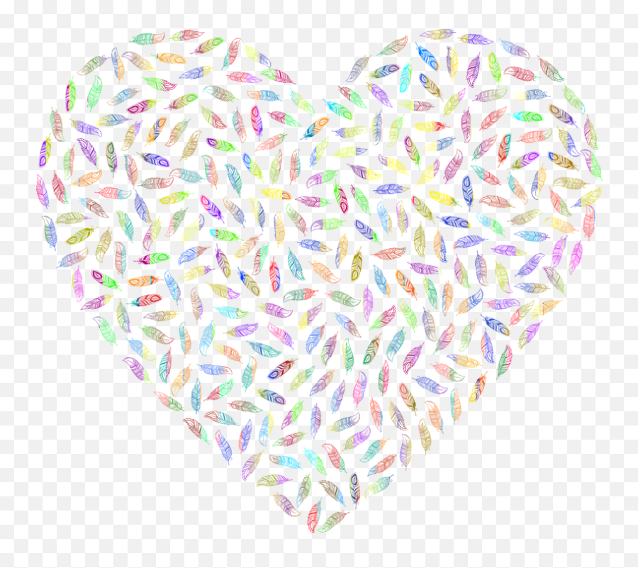 Feathers Heart Line Art - Girly Emoji,Romantic Art Emotion