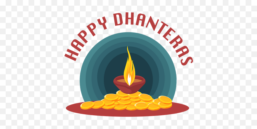 Best Premium Happy Dhanteras With Gold Coins And Diya Emoji,Diya Emoji