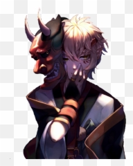 Oni Mask Japanese Animeboy Sticker By Mysticxsage - Oni Mask Boy Anime Emoji,Japanese Mask Emoji