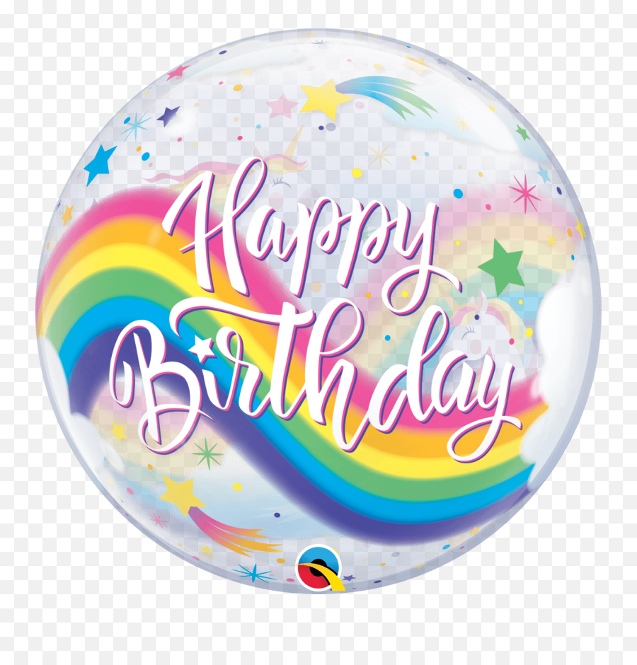 22 Birthday Rainbow Unicorns Qualatex Bubble Balloon U2014 Edu0027s - Birthday Unicorn Bubble Balloon Qualatex Emoji,Best Emoji Birthday Messages