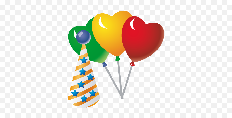 Kids Party Balloons Wall Decal - Happy Birthday Balloons Emoji,Birthday Hat Emoji