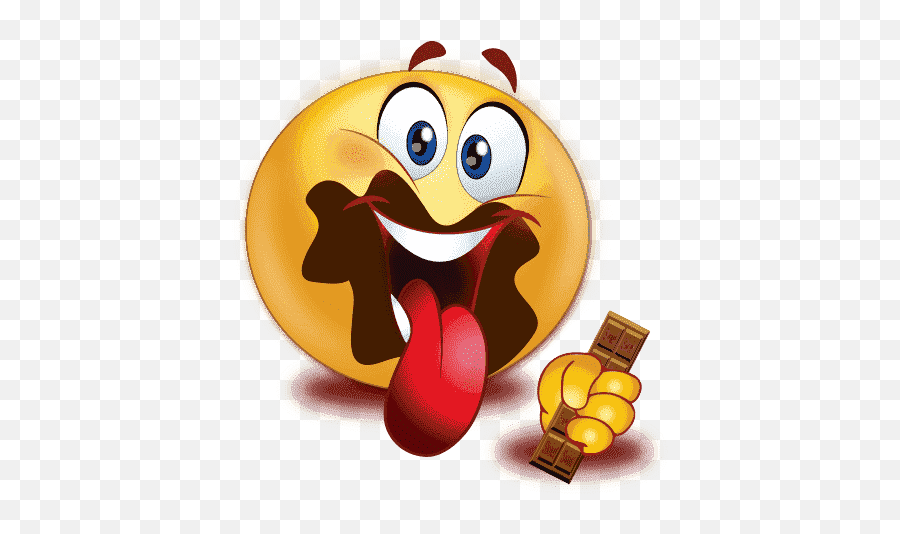 Party Hard Emoji Png Pic - Emoji Eating Chocolate,Cartoon Party Emoji