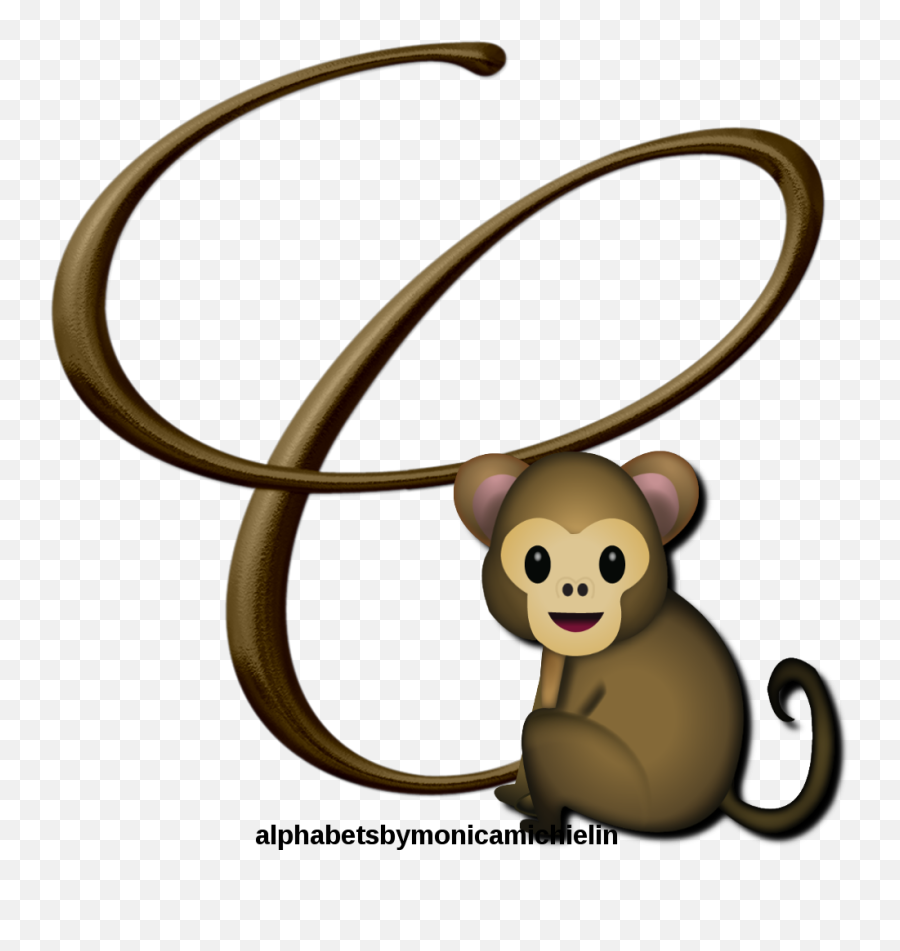 Monica Michielin Alphabets Brown Monkey Emoticon Emoji - Emoticonos Pelicula El Planeta De Los Simios,Torre Eiffel Emoticon