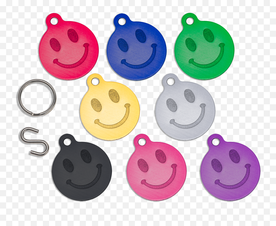 Round Smiley Face Aluminum Pet Id Tag Monroe Id - Engraved Happy Emoji,What Is (1/1) Emoticon
