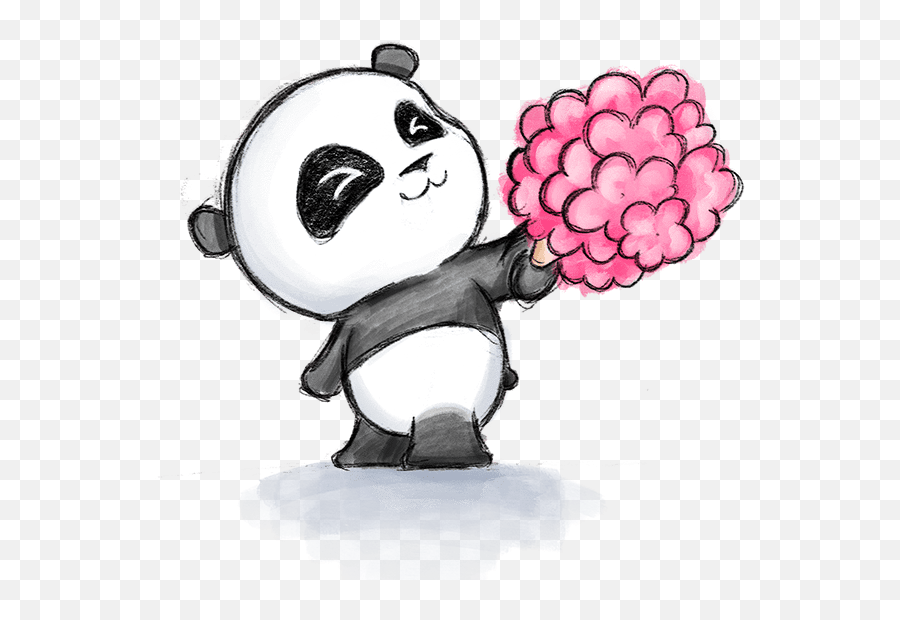 Be My Panda Valentine - Hand Drawn Love Stickers By Lee Jay Fictional Character Emoji,How To Draw A Panda Emoji