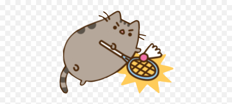 Tense Cat Cute Mood Sticker By Saso - Pusheen Playing Badminton Emoji,Tense Emoji