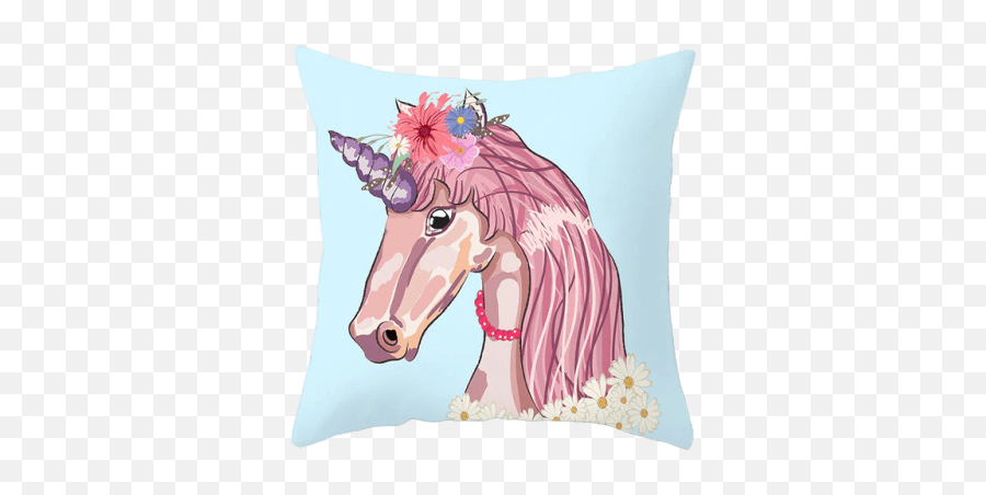 Blue Unicorn Emoji Pillow Cover - Unicorn,Rainbow Emoji Pillows