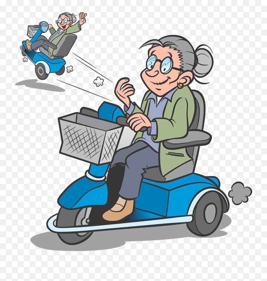 Humor Verjaardag Vrouw Grappig Clipart - Cartoon Grandma In Scooter Emoji,Grandma Emoji